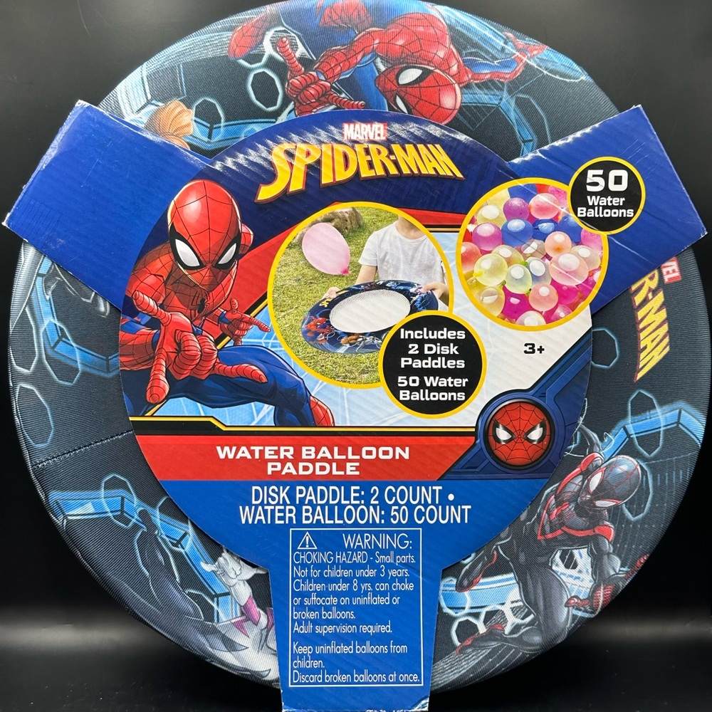 13 Inch Marvel Spiderman 2 Water Balloon Disk Paddles & 50 Water Balloons